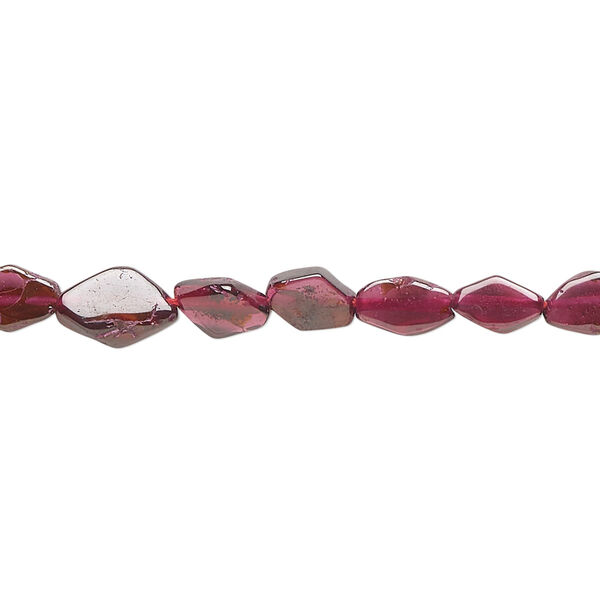 Bead, garnet (dyed), 4x3mm-8x5mm hand-cut flat diamond, D grade, Mohs hardness 7 to 7-1/2. Sold per 14-inch strand. image number 0