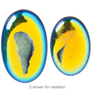 Druzy agate 1pkg1, hand-cut non-calibrated dichroic oval cab 29x19mm-38x26mm