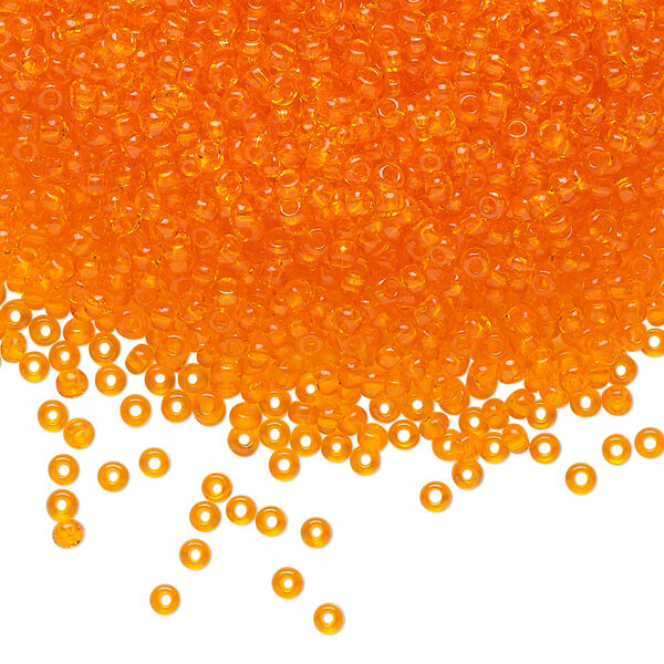 Seed bead, Preciosa Ornela Czech glass, pkg/50g, #11 rocaille, transparent orange, (90000). image number 0