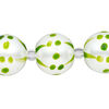 Bead, glass 1pkg8, opaque green and white, 16mm hand-painted round. image number 0