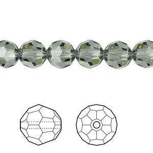 Bead 12pk black diamond, Crystal Passions® 8mm round 5000