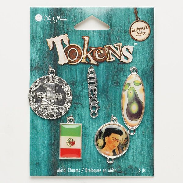 Component, "pewter" (zinc-based alloy), assorted Mexico designs. Sold per pkg of 5 components. image number 0