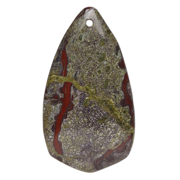Focal, dragon blood jasper (natural), 50x27mm shield, B grade, Mohs hardness 6-1/2 to 7. Sold individually. image number 0