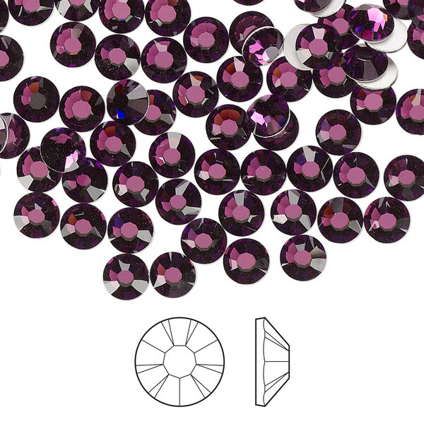 Flat back 144pk amethyst foil back, Preciosa MAXIMA Czech crystal rhinestone 4.6-4.8mm chaton rose round SS20 image number 0