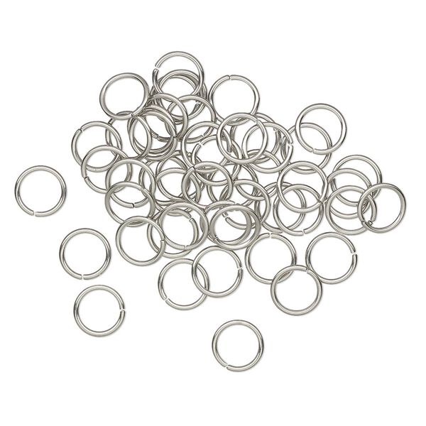 Jump ring, stainless steel, 6mm round, 4.7mm inside diameter, 22 gauge. Sold per pkg of 50. image number 0
