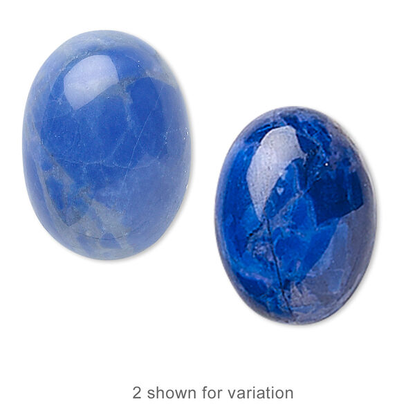 Cabochon, howlite (dyed), lapis blue, 8x6mm calibrated oval, B grade, Mohs hardness 3 to 3-1/2. Sold per pkg of 10. image number 0