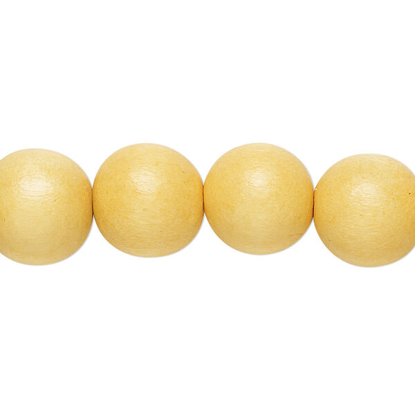 Bead, Taiwanese cheesewood (dyed / waxed), dark yellow, 11-12mm round. Sold per pkg of (2) 15-1/2" to 16" strands. image number 0