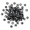 Bead mix, acrylic, opaque black and white, 6mm cube with alphabet letters. Sold per pkg of 100. image number 1