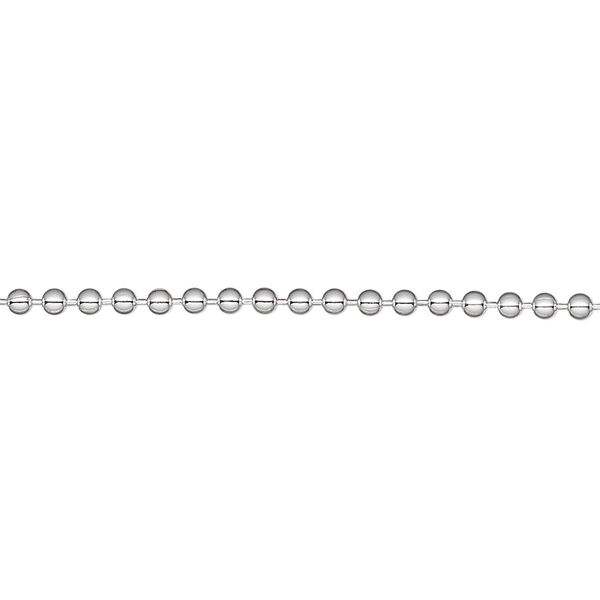 Chain, sterling silver, 2mm ball. Sold per pkg of 5 feet. image number 0