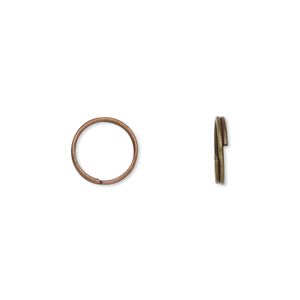 Split ring, antique copper-finished steel, 10mm round with 8.5mm inside diameter. Sold per pkg of 1,000.