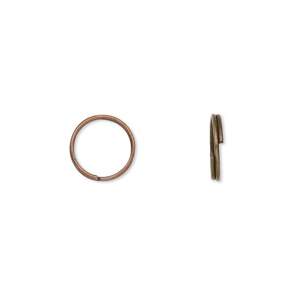 Split ring, antique copper-finished steel, 10mm round with 8.5mm inside diameter. Sold per pkg of 1,000. image number 0