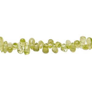 Peridot 1pkg1, hand-cut top-drilled teardrop bead natural 8 inch 5x3mm-8x3mm