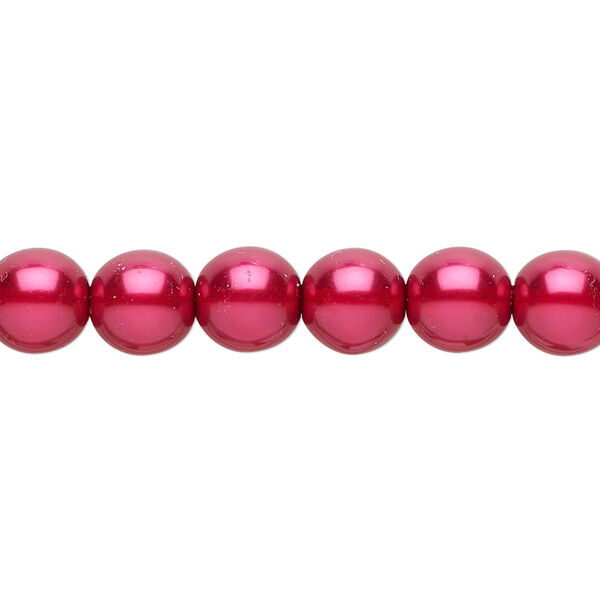 Bead, Czech pearl-coated glass druk, red, 8mm round. Sold per 15-1/2" to 16" strand. image number 0