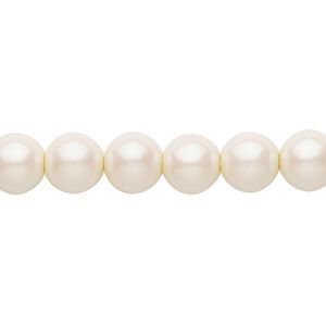Bead, Czech pearl-coated glass druk, opaque iridescent light cream, 8mm round. Sold per 15-1/2" to 16" strand.