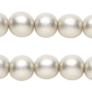 Taiwanese cheesewood 1pkg2, hand-cut painted round bead 15.5-16 inch metallic platinum 12mm