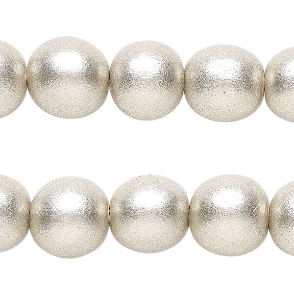 Taiwanese cheesewood 1pkg2, hand-cut painted round bead 15.5-16 inch metallic platinum 12mm image number 0