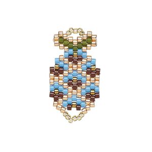 Link, Creative Touch, glass, blue / black / copper, 26x15mm double-sided pineapple. Sold individually.