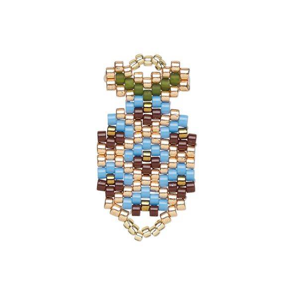 Link, Creative Touch, glass, blue / black / copper, 26x15mm double-sided pineapple. Sold individually. image number 0