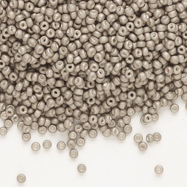 Seed bead, Miyuki, glass, pkg/250g, #11 rocaille, opaque matte galvanized pewter, (RR-2091). image number 0