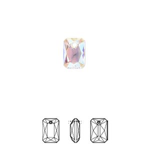 Drop 4pk crystal shimmer, Crystal Passions® 9x6mm pendant emerald cut 6435