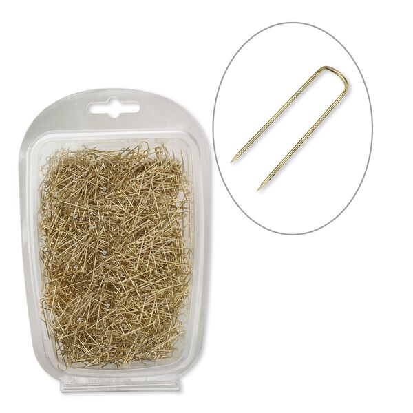 U-pin, gold-finished steel, 22x6mm. Sold per pkg of 1,000. image number 0