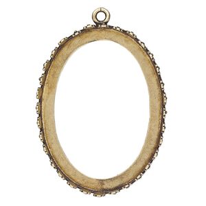 Focal, JBB Findings, antiqued brass, 43x33mm oval with open back and flower design trim, 40x30mm oval bezel setting. Sold individually.