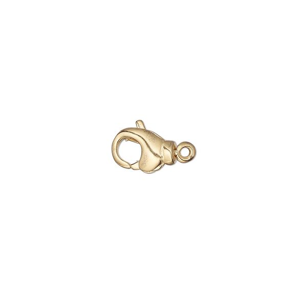 Clasp lobster claw 1pkg4 gold-plated, 9.5x6mm swivel, brass 1-strand image number 0