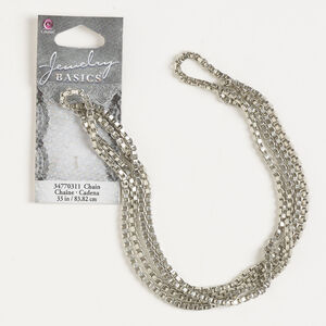 Chain 1pkg1 box, 2.7mm, antique silver-finished steel 33 inch