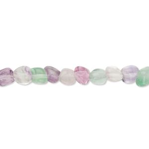 Rainbow fluorite 1pkg1, pebble bead natural 15.5-16 inch small