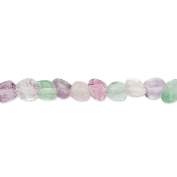 Rainbow fluorite 1pkg1, pebble bead natural 15.5-16 inch small image number 0