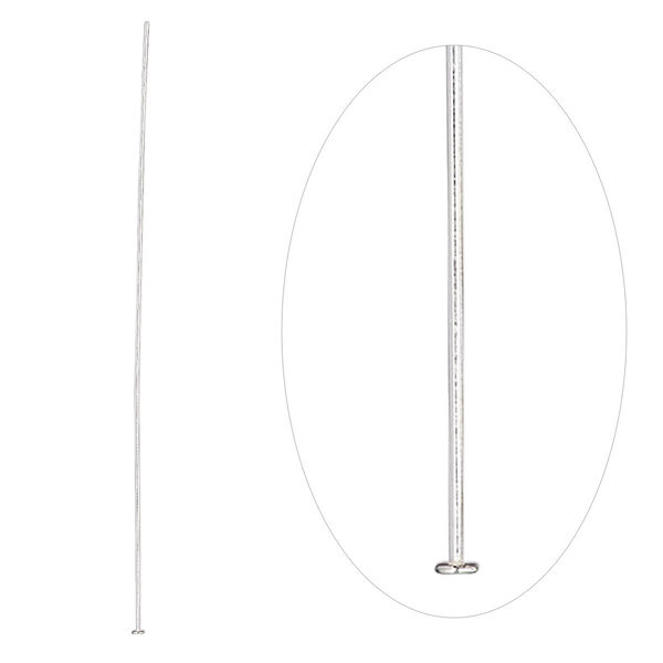 Head pin, sterling silver, 2-1/2 inches, 24 gauge. Sold per pkg of 10. image number 0