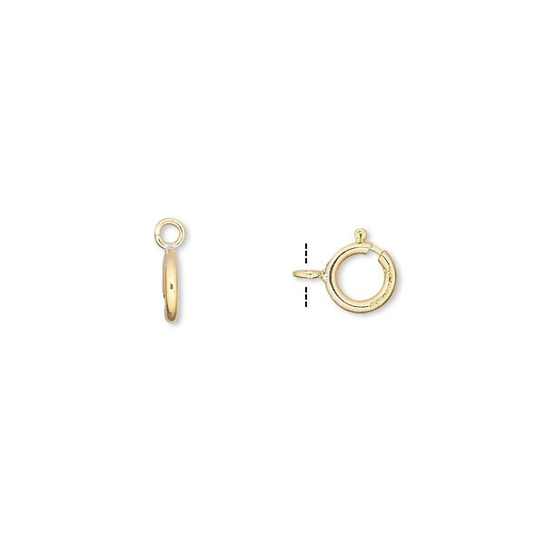 Clasp, springring, 14Kt gold-filled, 6mm with open loop. Sold per pkg of 10. image number 0