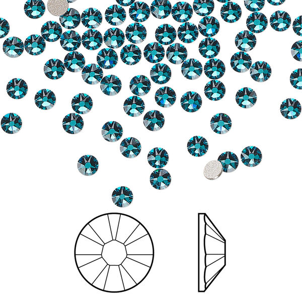Flat back 144pk blue zircon foil back, Crystal Passions® 3-3.2mm rose round SS12 2088 image number 0