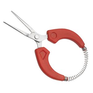 Pliers, long chain-nose, stainless steel and plastic, red, 4-1/2 inches. Sold individually.