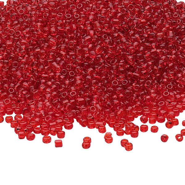 Seed bead, Ming Tree™, glass, pkg/1 pound, #11 round, transparent red. image number 0