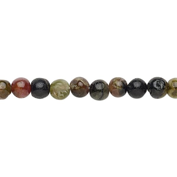 Multi-tourmaline 1pkg1, hand-cut round bead natural 12 inch 4-5mm image number 0
