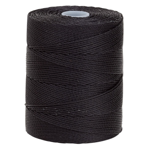 Thread, C-Lon®, nylon, black, 0.4mm diameter. Sold per 136-yard spool. image number 0