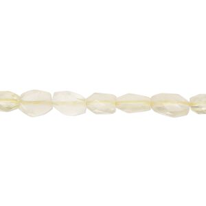 Lemon quartz 1pkg1, hand-cut faceted puffed oval bead 13 inch 6x4mm-8x6mm