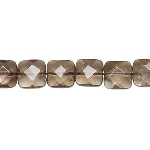 Smoky quartz 1pkg1, faceted square bead 15.5-16 inch 8mm
