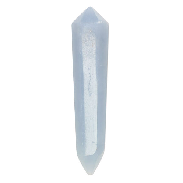Focal, angelite (waxed), 40x9mm hand-cut undrilled double-faceted point, B grade, Mohs hardness 3 to 3-1/2. Sold individually. image number 0