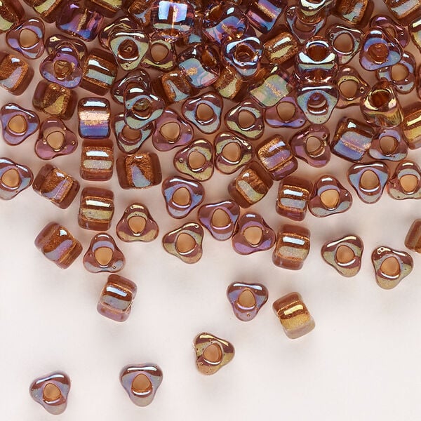 Seed bead, Miyuki 1pkg10g, glass, #5 triangle, transparent copper inside dyed color amber yellow (TR-1838) image number 0