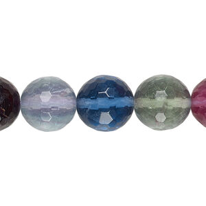 Rainbow fluorite 1pkg1, faceted round bead natural 15.5-16 inch 12mm