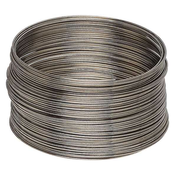 Memory wire, stainless steel, 1-3/4 inch bracelet, 0.65-0.75mm thick. Sold per 1-ounce pkg, approximately 60 loops. image number 0