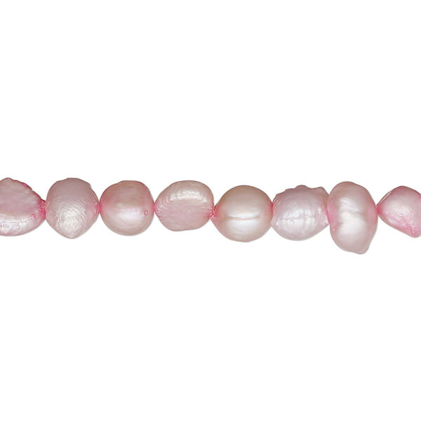 Pearl, cultured freshwater (dyed), old rose, 6-7mm flat-sided potato, D grade, Mohs hardness 2-1/2 to 4. Sold per 16-inch strand. image number 0