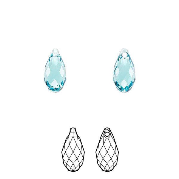 Briolette 2pk light turquoise, Crystal Passions® 11x5.5mm pendant drop 6010 image number 0