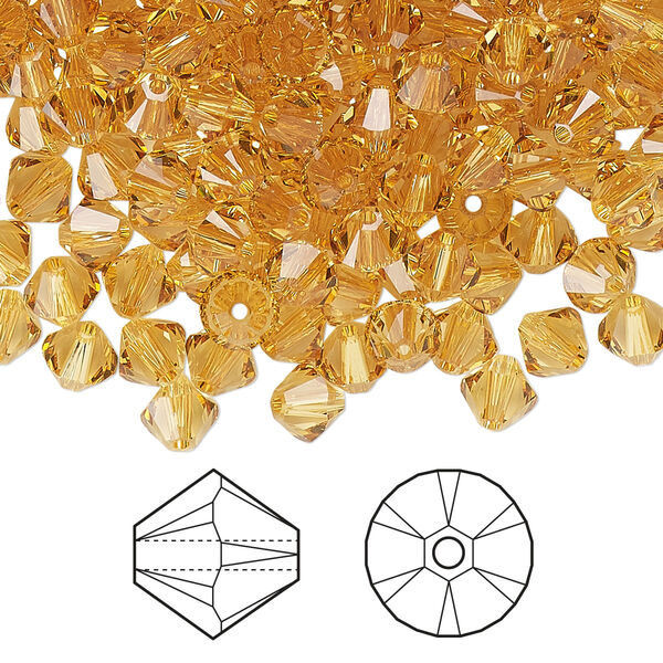 Bead 144pk golden topaz, Crystal Passions® 5mm bicone 5328 image number 0