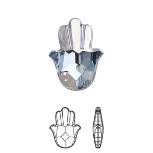 Fancy stone 1pk crystal blue shade foil back, Crystal Passions® 18x13.7mm Fatima hand 4778