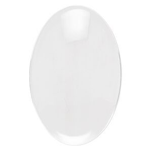 Cabochon, glass, transparent clear, 30x20mm non-calibrated oval. Sold per pkg of 10.