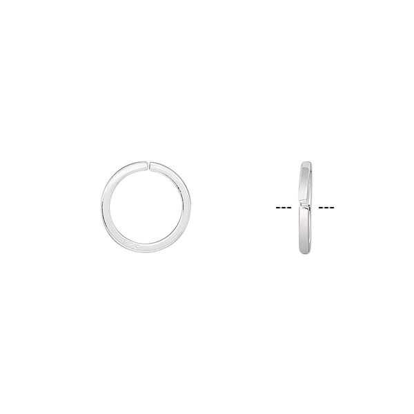 Jump ring, sterling silver, 10mm round square wire, 7.7mm inside diameter, 18 gauge. Sold per pkg of 50. image number 0
