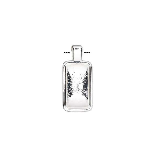 Drop, Almost Instant Jewelry®, silver-finished "pewter" (zinc-based alloy), 19x8.5mm with 12x6mm non-calibrated rectangle setting. Sold individually. image number 0